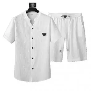 emporio armani manche courte survetement grandes marques  shirt and short sets ea2022 blanc